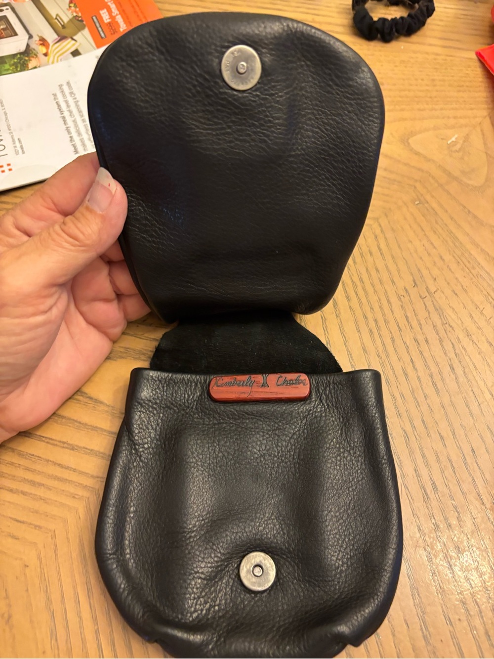 VTG Kimberly Chalos Genuine Black Leather Belt Pouch / Waist Bag EUC - Picture 2 of 5